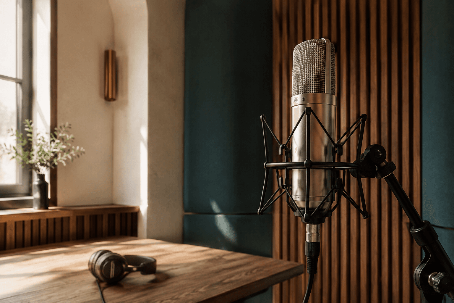 Professionelles Mikrofon in einem Aufnahmestudio